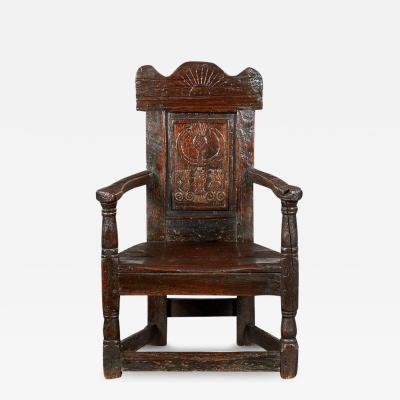 17th c Rising Sun and Thistle Scottish Armchair