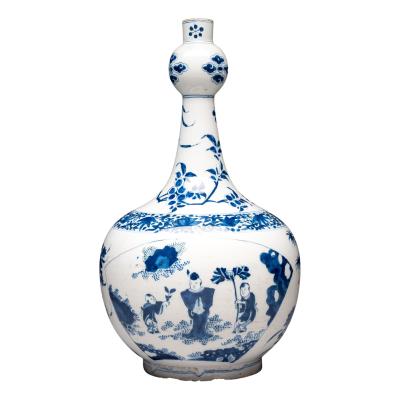 17th century Dutch Delft Bottle vase with chinoiserie decoration