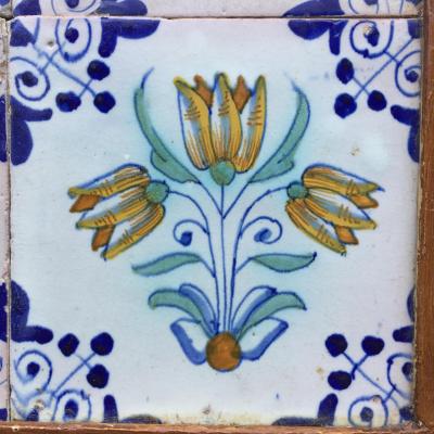 17th century Dutch Delft Tile Panel with Tulips Tulip Tile