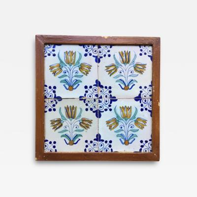17th century Dutch Delft Tile Panel with Tulips Tulip Tile
