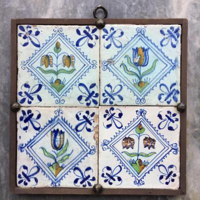 17th century Dutch Delft Tile Panel with Tulips and Fritillaries Tulip Tile
