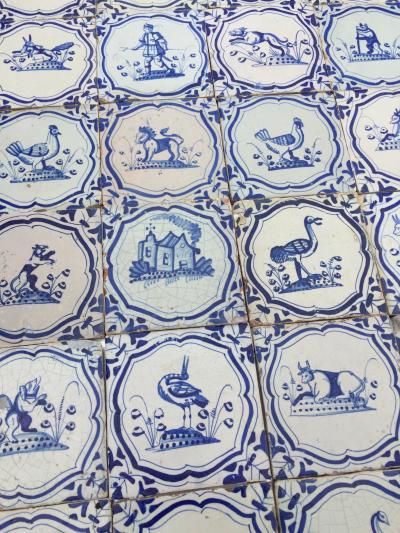 17th century Dutch Delft Tiles with animals