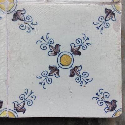 17th century Dutch Renaissance Delft Tile Panel consisting of four tiles
