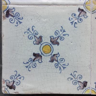 17th century Dutch Renaissance Delft Tile Panel consisting of four tiles