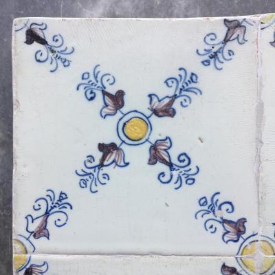 17th century Dutch Renaissance Delft Tile Panel consisting of four tiles