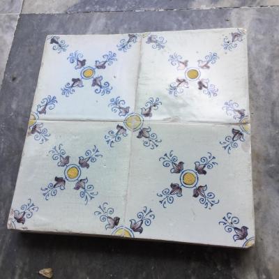 17th century Dutch Renaissance Delft Tile Panel consisting of four tiles