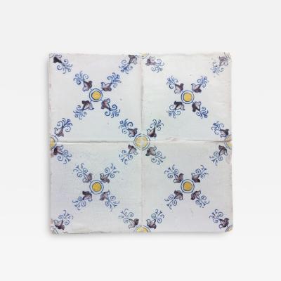 17th century Dutch Renaissance Delft Tile Panel consisting of four tiles