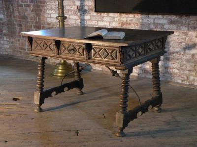 17th century Spanish Baroque Inlaid Walnut Desk or Center Table
