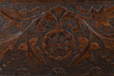 17thC English Carved Oak Coffer Chest