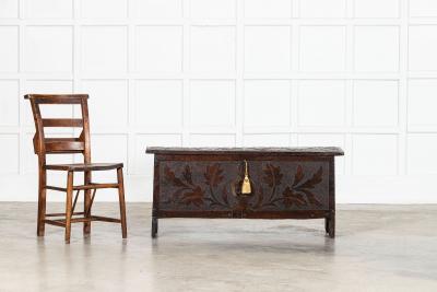17thC English Carved Oak Coffer Chest