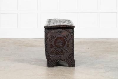 17thC English Carved Oak Coffer Chest
