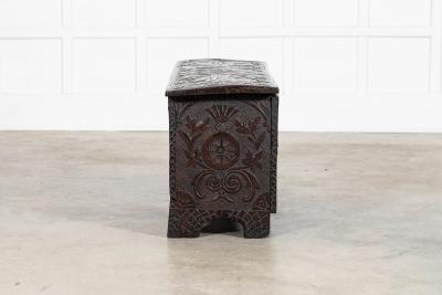 17thC English Carved Oak Coffer Chest