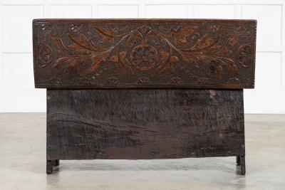 17thC English Carved Oak Coffer Chest