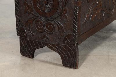 17thC English Carved Oak Coffer Chest