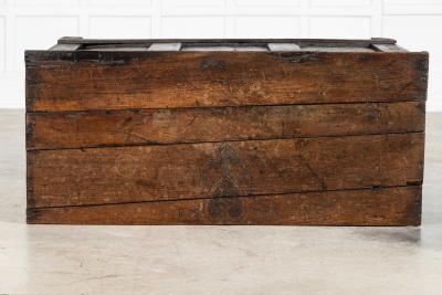 17thC English Carved Oak Mule Chest