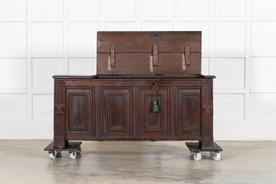 17thC English Panelled Oak Coffer