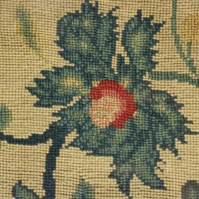 17thC Gros Point Embroidery Vase of Flowers with a Bird