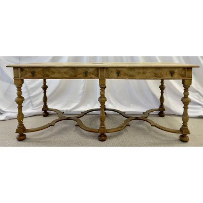 18 19 Century Gustavian Writing Table Desk or Center Table Bleached Inlaid