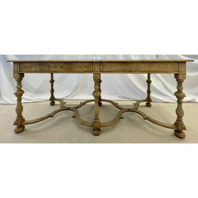 18 19 Century Gustavian Writing Table Desk or Center Table Bleached Inlaid