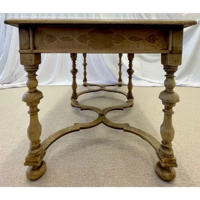 18 19 Century Gustavian Writing Table Desk or Center Table Bleached Inlaid