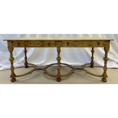 18 19 Century Gustavian Writing Table Desk or Center Table Bleached Inlaid
