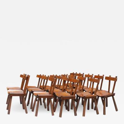 18 French 1960s Solid and Laminated Wood Chairs