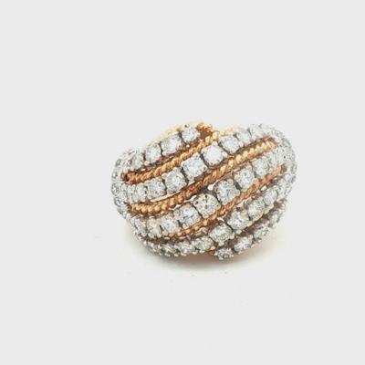 18 Karat Rope Diamond Dome Ring