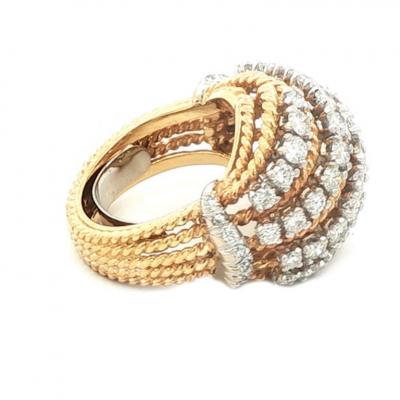 18 Karat Rope Diamond Dome Ring