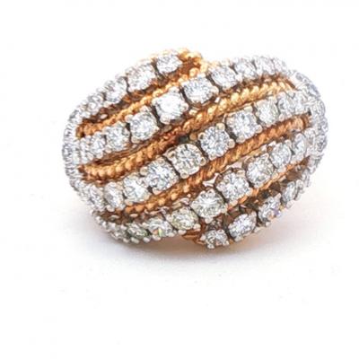 18 Karat Rope Diamond Dome Ring