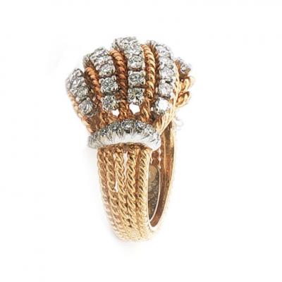 18 Karat Rope Diamond Dome Ring