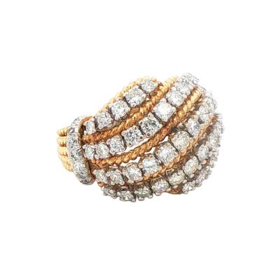 18 Karat Rope Diamond Dome Ring