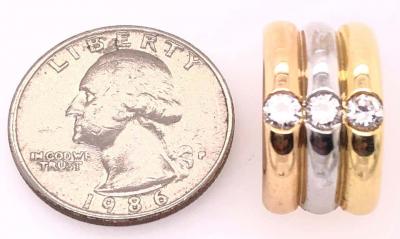 18 Karat Tri Tone French Back Earrings with Round Diamonds 1 50 TDW