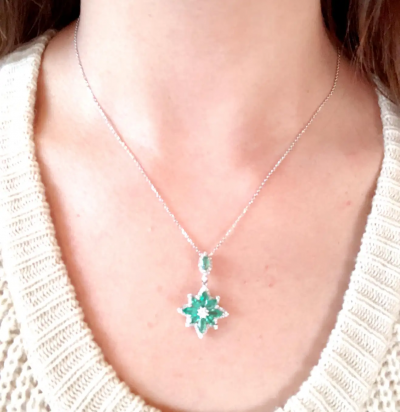 18 Karat Two Tone Set of Fashion Earrings and Necklace with Pendant 1 28 Carat