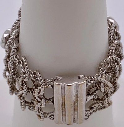 18 Karat White Gold Link Three Diamond Wedding Band Bridal Ring 3 00 TDW