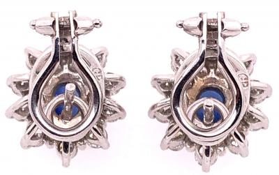 18 Karat White Gold Sapphire and Diamond Cluster Earrings