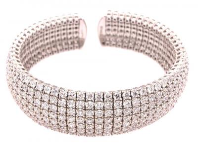 18 Karat White Gold and Diamond Cuff Bracelet Weighing Approx 32 89 Carat