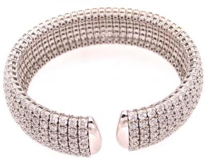 18 Karat White Gold and Diamond Cuff Bracelet Weighing Approx 32 89 Carat
