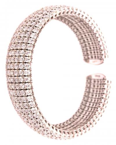 18 Karat White Gold and Diamond Cuff Bracelet Weighing Approx 32 89 Carat