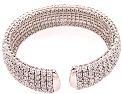 18 Karat White Gold and Diamond Cuff Bracelet Weighing Approx 32 89 Carat