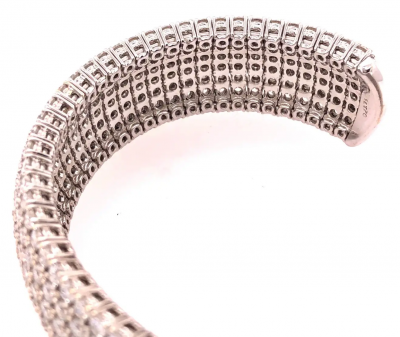 18 Karat White Gold and Diamond Cuff Bracelet Weighing Approx 32 89 Carat