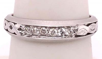 18 Karat White Gold and Diamond Wedding Band Bridal Ring