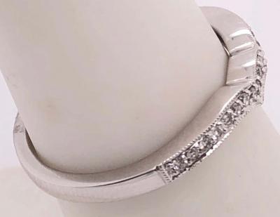 18 Karat White Gold and Diamond Wedding Contour Band Bridal Ring