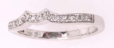 18 Karat White Gold and Diamond Wedding Contour Band Bridal Ring