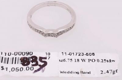 18 Karat White Gold and Diamond Wedding Contour Band Bridal Ring