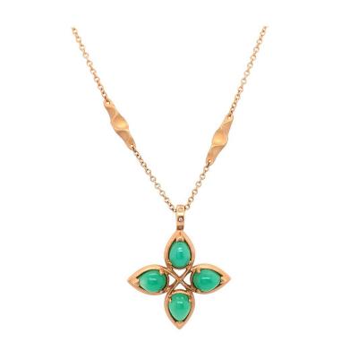 18 Karat Yellow Gold Caleo Chrysoprase Pendant Necklace