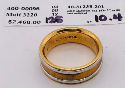 18 Karat Yellow Gold Platinum Ring Bridal or Wedding Band Ring