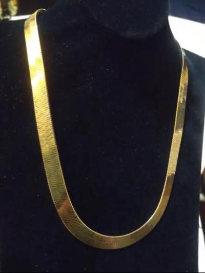 18 Lirm Italy Gold over Sterling Silver Herringbone Necklace