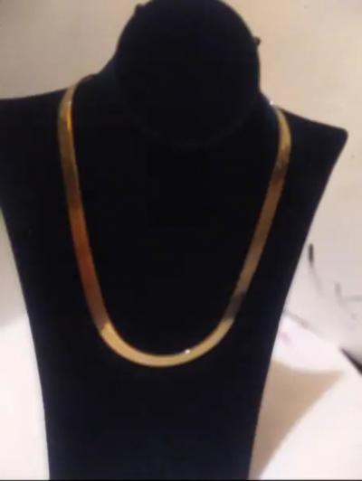 18 Lirm Italy Gold over Sterling Silver Herringbone Necklace