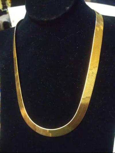 18 Lirm Italy Gold over Sterling Silver Herringbone Necklace
