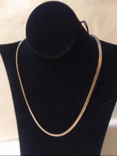 18 Mexican Sterling Silver Herringbone Necklace